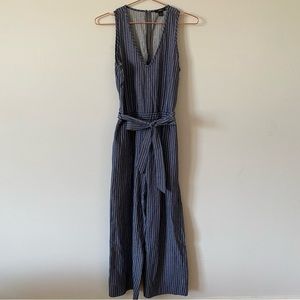 DREW pinstripe front tie jumpsuit size XS